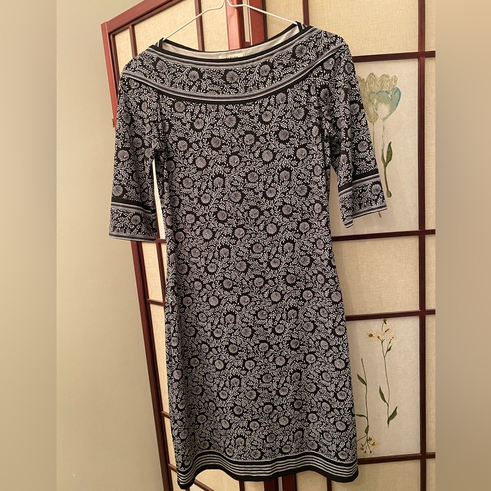 Max Studios - Black and White Floral MIDI Dress